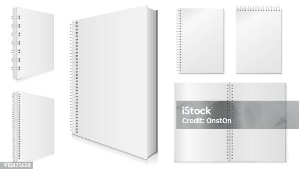 Blank Spiral Notebook Vector Set Stock Illustration - Download Image Now - Note Pad, Template, Spiral