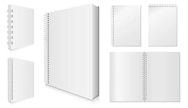 Vector illustration of Blank Spiral Notebook Vector Set.