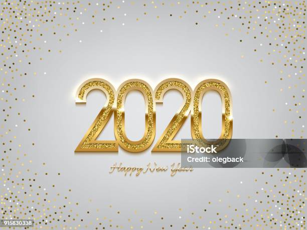 Signe Lan 2020 Or Sur Fond De Vacances Hiver Illustration De Vecteur De Nouvel An Vecteurs libres de droits et plus d'images vectorielles de 2020