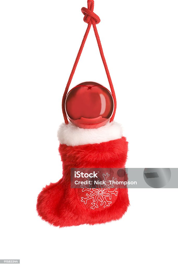 Meia de Natal vermelha em sintonia com a bola - Royalty-free Bola de Árvore de Natal Foto de stock