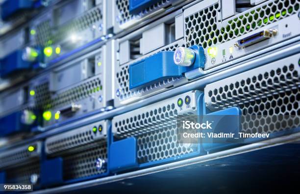 The Hard Drive In Computer Server Is Closeup Data Storage Is Performed On Media Selective Focus Stock Photo - Download Image Now