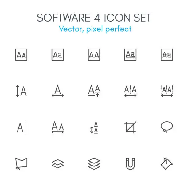 Vector illustration of Software 4 theme, line icon set