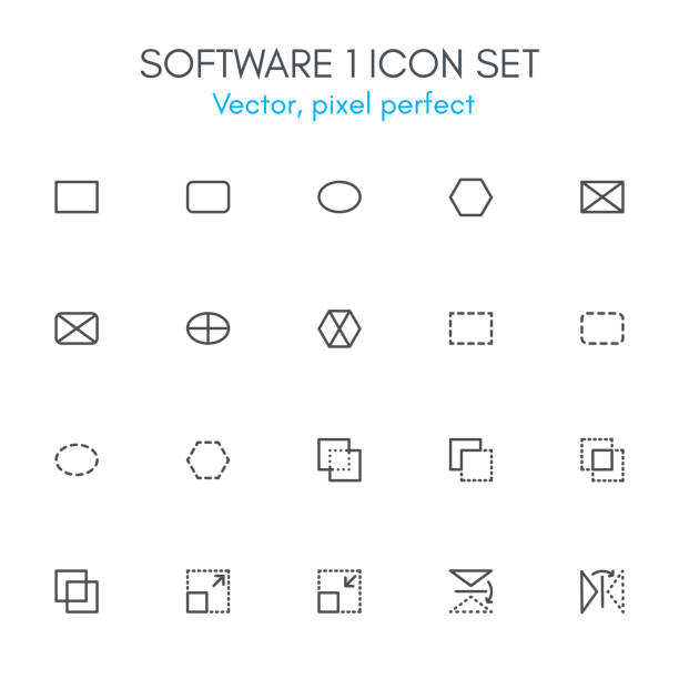 motyw oprogramowania 1, zestaw ikon linii. - substract stock illustrations