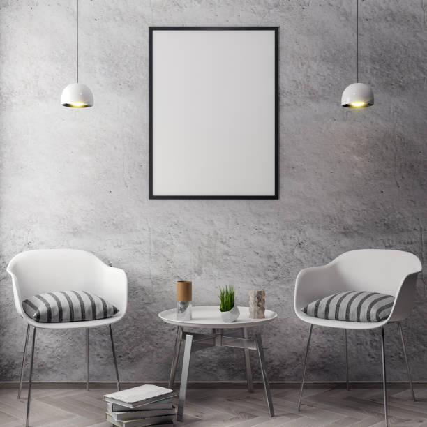 Mockup Poster in the interior, 3D illustration of a modern design