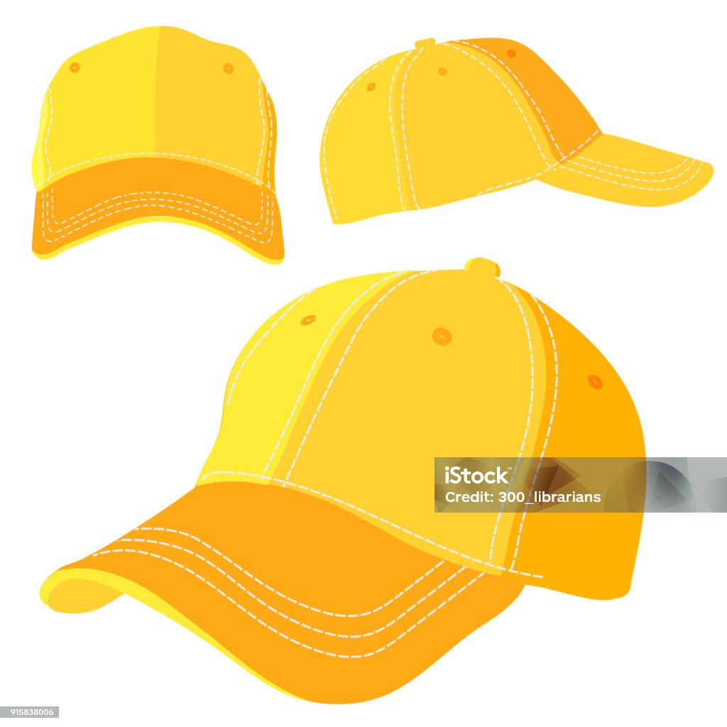 Yellow cap The yellow cap on white background Baseball Cap stock vector