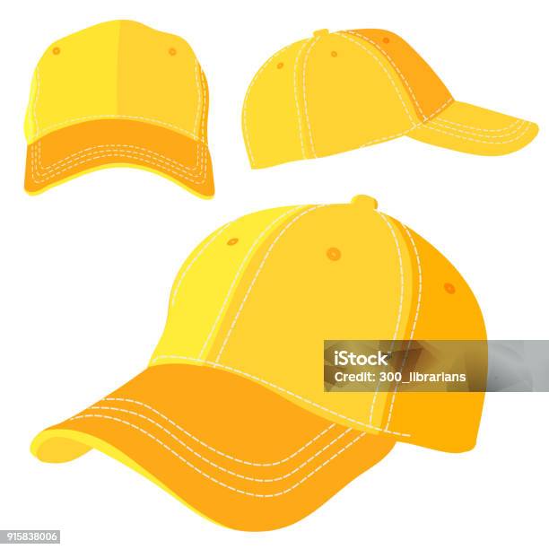 Yellow Cap Stock Illustration - Download Image Now - Baseball Cap, Cap - Hat, Vector