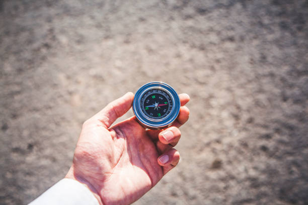 istock Businessman with a compass holding in hand 915838608