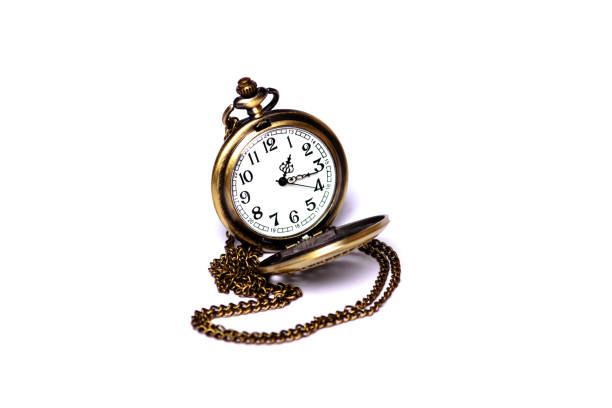istock Pocket watch in yellow case on a white background 915839102