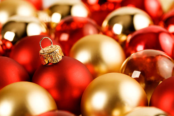 istock Gold an Red Christmas balls 91584338