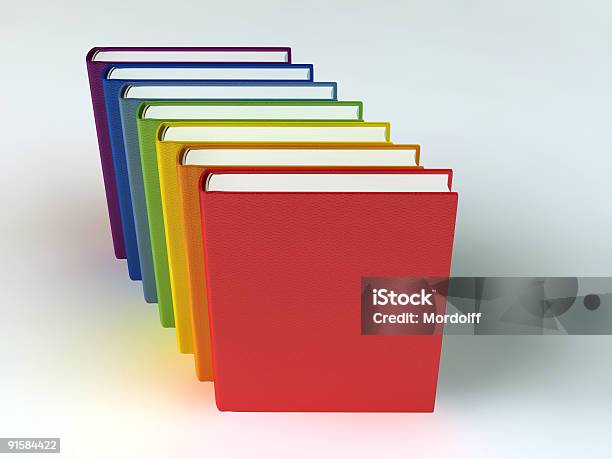 Stapel Von Bunten Bücher Auf Weiß Stockfoto und mehr Bilder von Akademisches Lernen - Akademisches Lernen, Alphabet, Bildung
