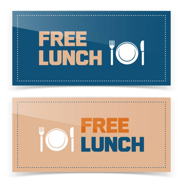 Banner or ticket design with free lunch icon vector art illustration