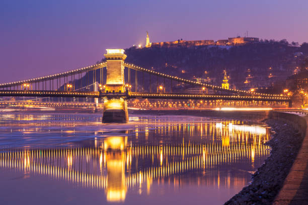 istock Sunset at Budapest chain bridge, Hungary 915850198