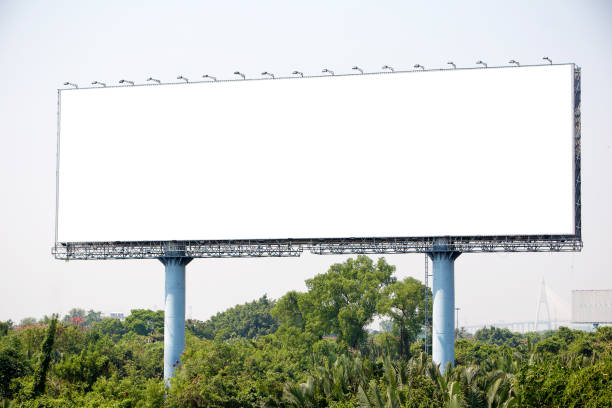 istock blank billboard on the sideway in the park. image for copy space 915850486