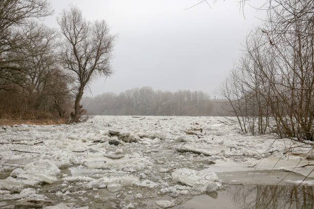 istock Spring flood, ice floes on the river 915852860