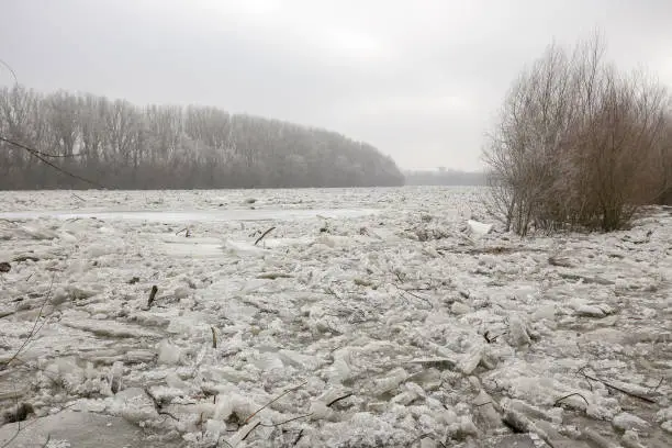 Photo of Spring flood, ice floes on the river
