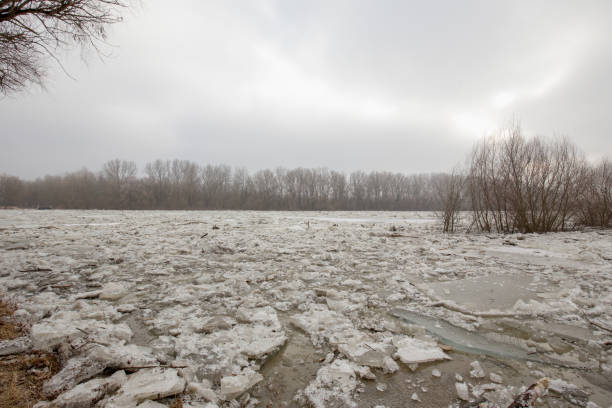 istock Spring flood, ice floes on the river 915852936