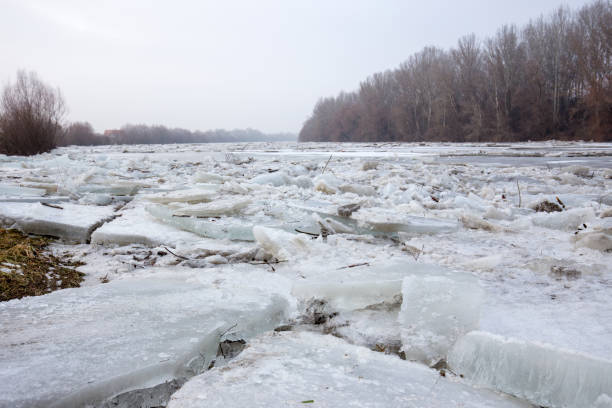 istock Spring flood, ice floes on the river 915853344