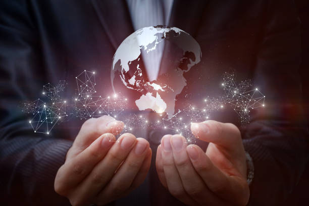 istock Hands men show global network connections . 915857818