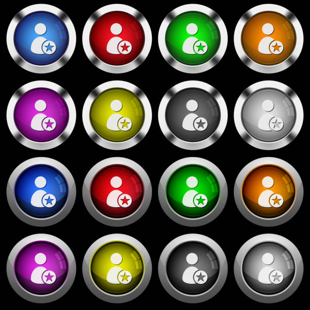 黒い背景に丸い光沢のあるボタンの白いアイコンのユーザーをランク付け - vote button点のイラスト素材／クリップアート素材／マンガ素材／アイコン素材