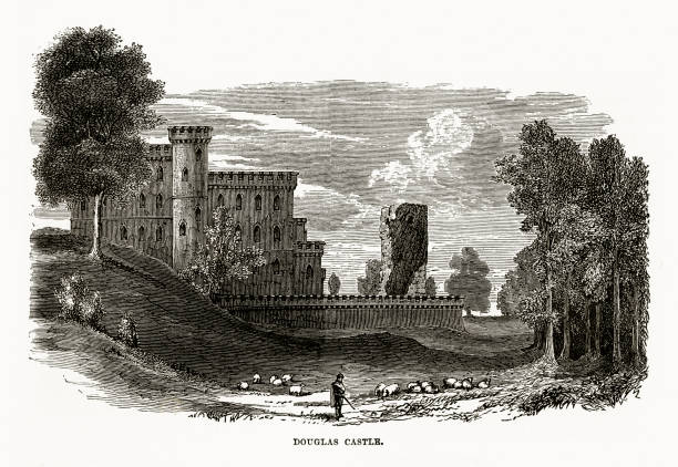 illustrations, cliparts, dessins animés et icônes de douglas, ecosse, castle douglas, gravure victorienne, vers 1840 - comté de northampton midlands
