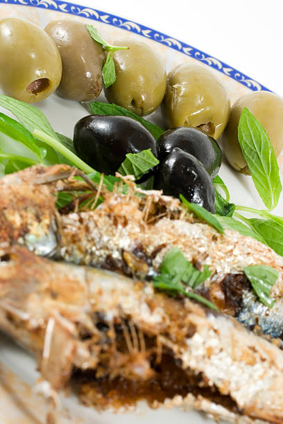 Anchovies with olives
