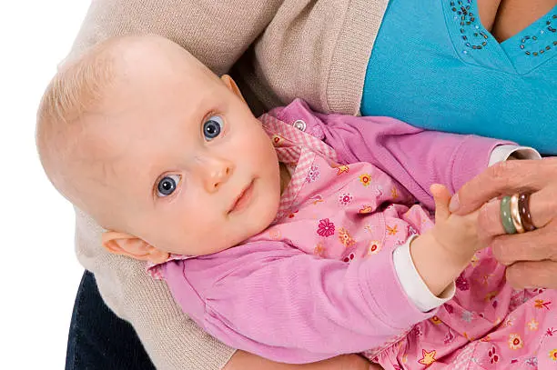 Photo of smiling baby 2 on white