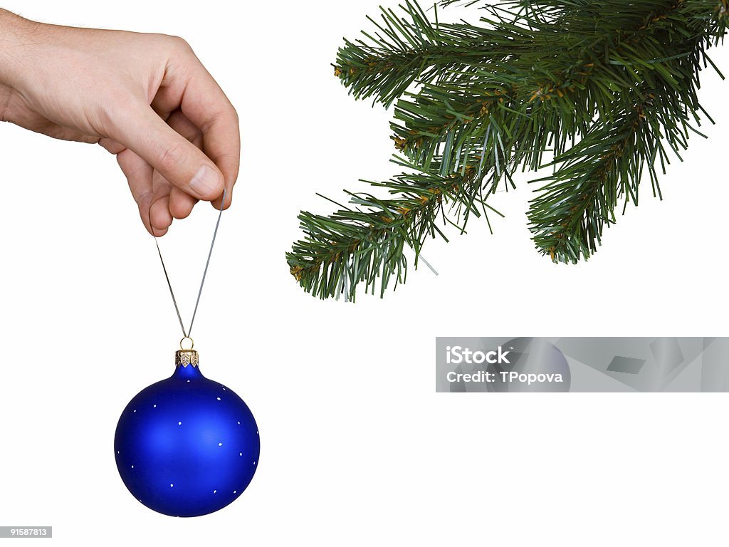 Cristmas árvore, de mão e de bola - Foto de stock de Esfera royalty-free