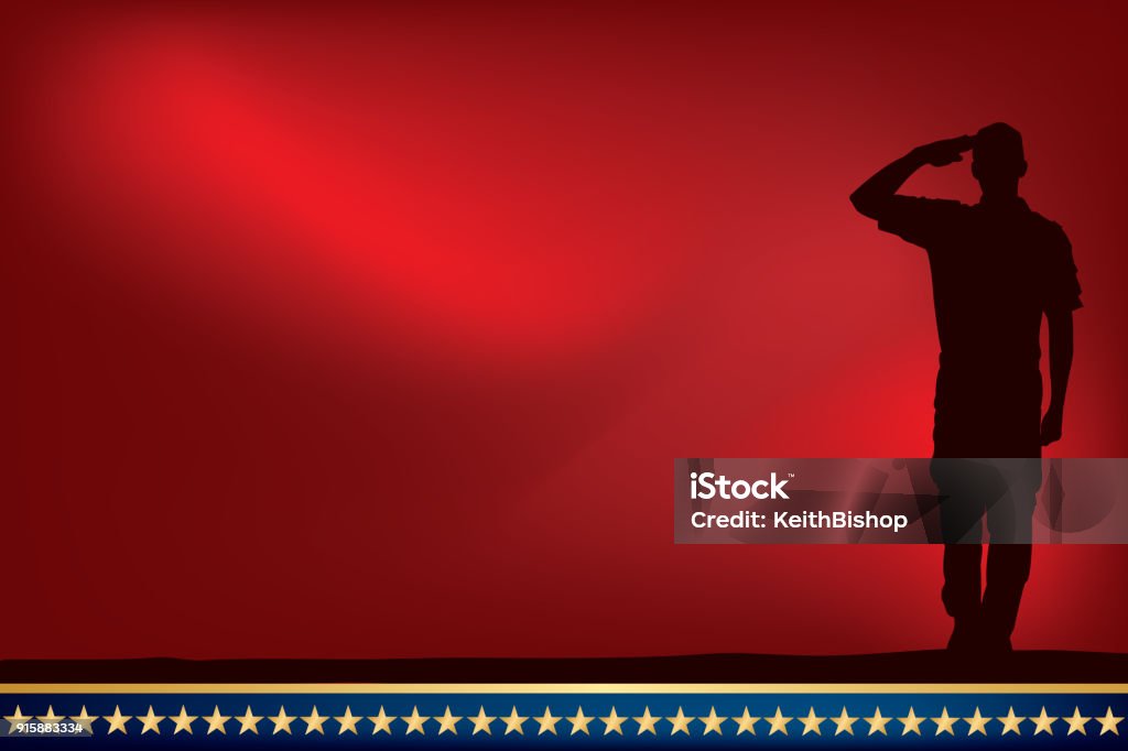 US Soldier or Boy Scout Saluting at Sunset or Dawn Graphic Silhouette background illustration of a US Soldier or Boy Scout Saluting at Sunset or Dawn. Proportioned for social media. US Military stock vector