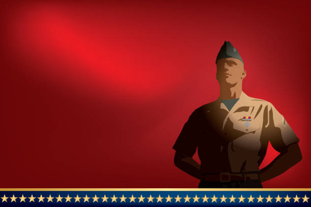 veteran, us-soldat auf einfache hintergrund - armed forces us veterans day military saluting stock-grafiken, -clipart, -cartoons und -symbole