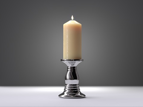 colored candles in a candlestick (3D rendering)