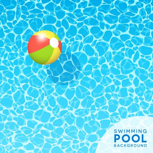 봄 방학에 대 한 파란 수영장 물 배경 지우기, 여행과 디자인 여름. - swimming pool party summer beach ball stock illustrations