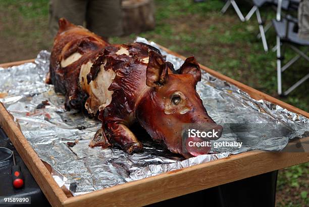 Gebratene Schwein Auf Folie Stockfoto und mehr Bilder von Schwein - Schwein, Apfel, Am Spieß gebraten