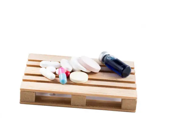transportation logistics of pills and medicines on pallets