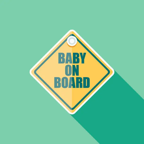 Vector illustration of Baby On Board Sign Flat Design Icon