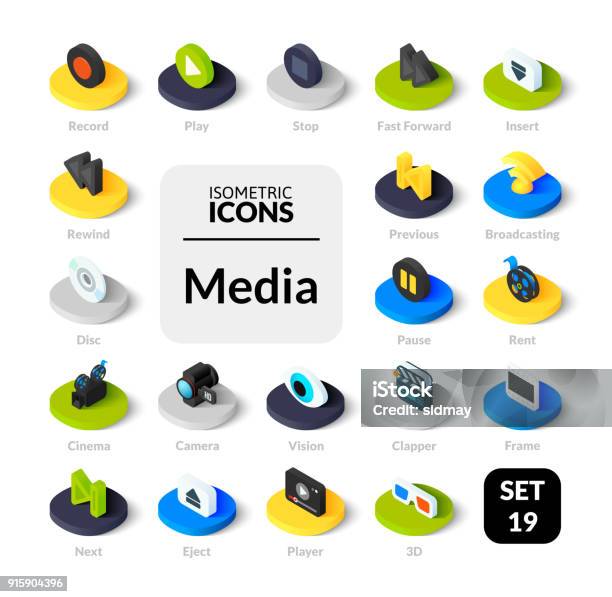 Color Icons Set In Flat Isometric Illustration Style Vector Collection Stock Illustration - Download Image Now