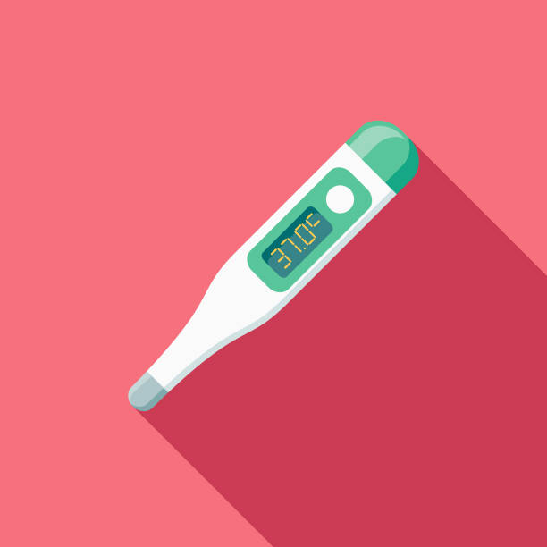 Thermometer Flat Design Baby Icon A flat design styled baby icon with a long side shadow. Color swatches are global so it’s easy to edit and change the colors. thermometer stock illustrations