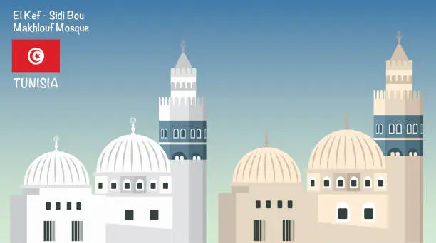 Vector illustration of Sidi Bou Makhlouf Mosque