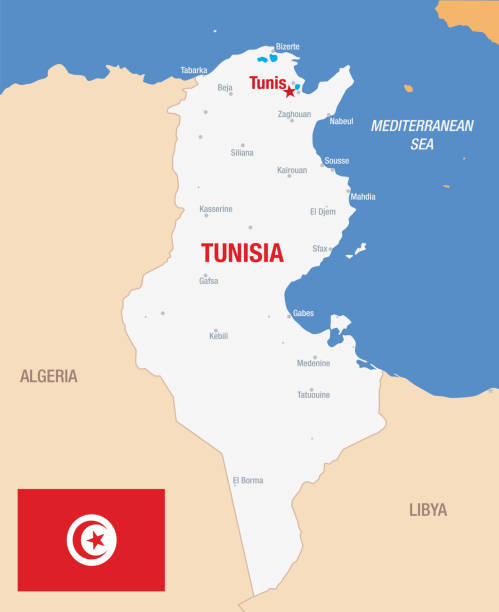 mapa tunusia - tunisia stock illustrations