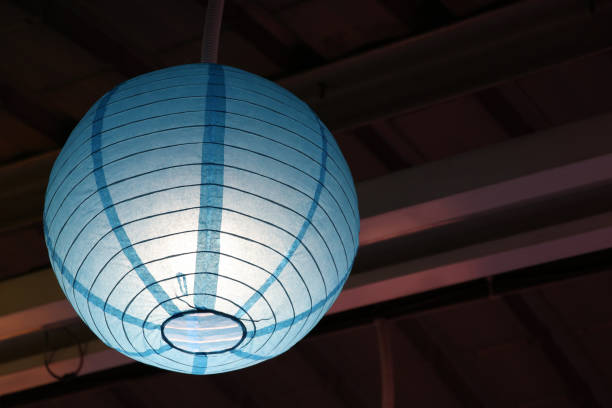 istock Bright blue lantern decoration at Chinatown night light background 915907848