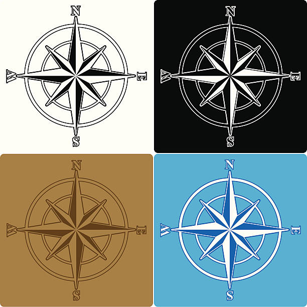 ilustraciones, imágenes clip art, dibujos animados e iconos de stock de juego aislado de brújula rosas - compass rose white background white blue