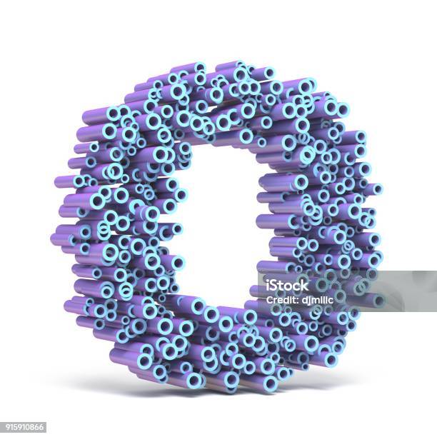 Purple Blue Font Made Of Tubes Letter O 3d Stock Photo - Download Image Now - Three Dimensional, Letter O, Circle