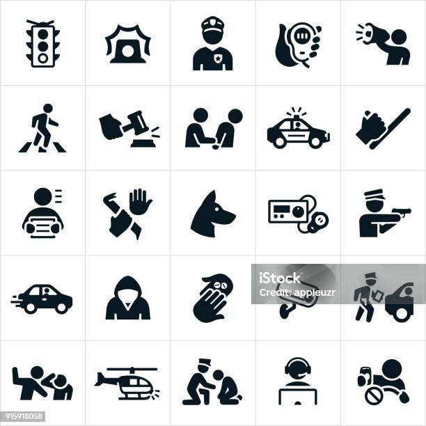 Law Enforcement Icons Stock Illustration - Download Image Now - Icon Symbol, Police Force, Violence