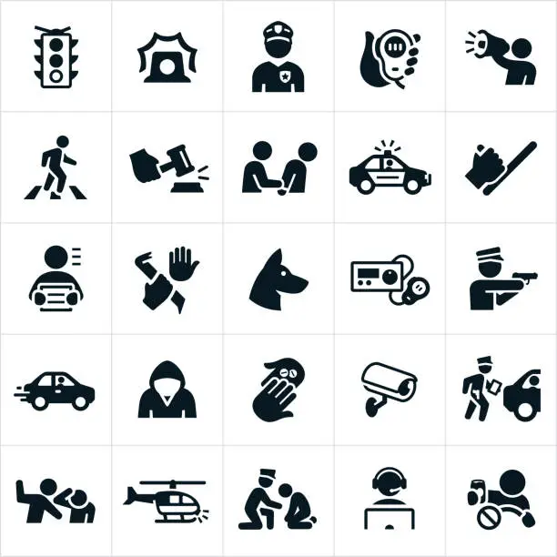 Vector illustration of Law Enforcement Icons