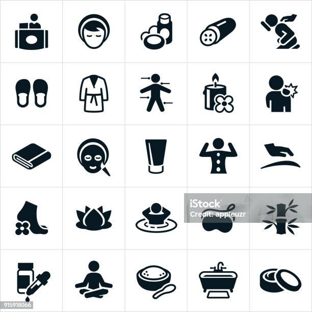 Spa And Massage Therapy Icons Stock Illustration - Download Image Now - Icon Symbol, Spa, Massaging