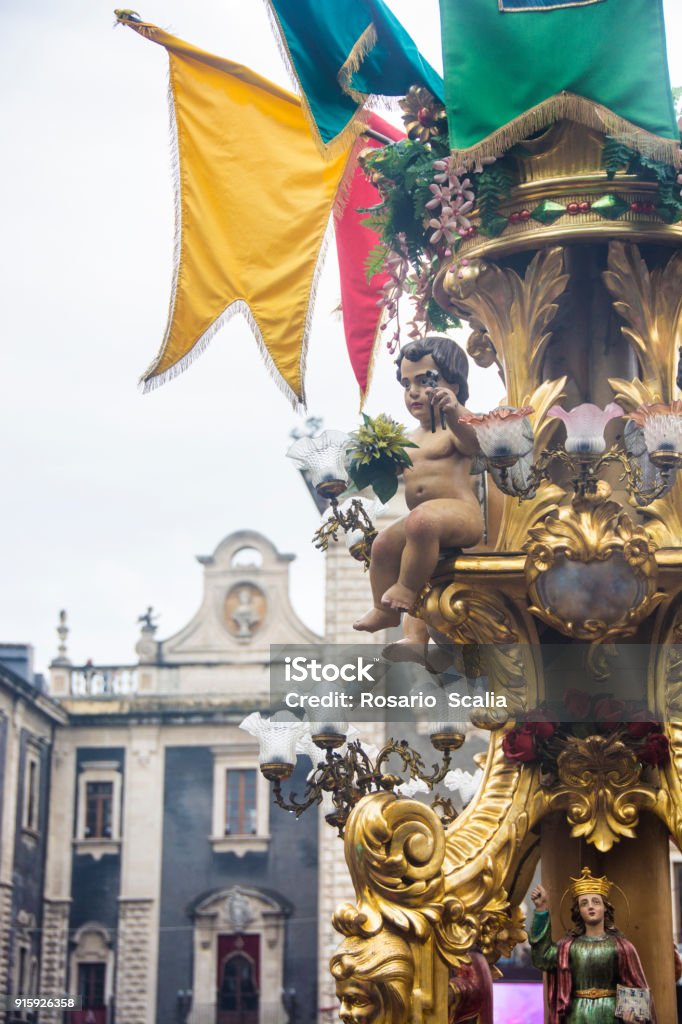 detail of candelora of the feast of santa agata in Catania, Sicily Candlemas Stock Photo
