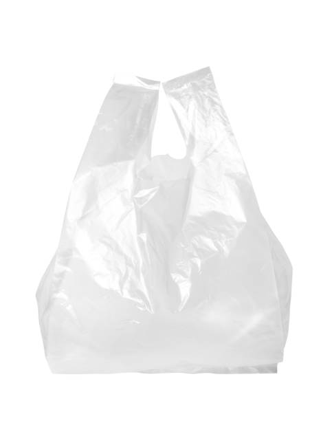 bolsa de plástico transparente - shopping bag white isolated blank fotografías e imágenes de stock
