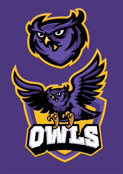 sport mascot style of owl in set vector of sport mascot style of owl in set mascot stock illustrations