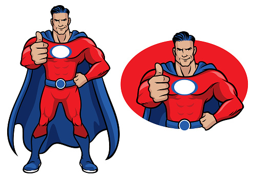 Vector of superhero thumb up