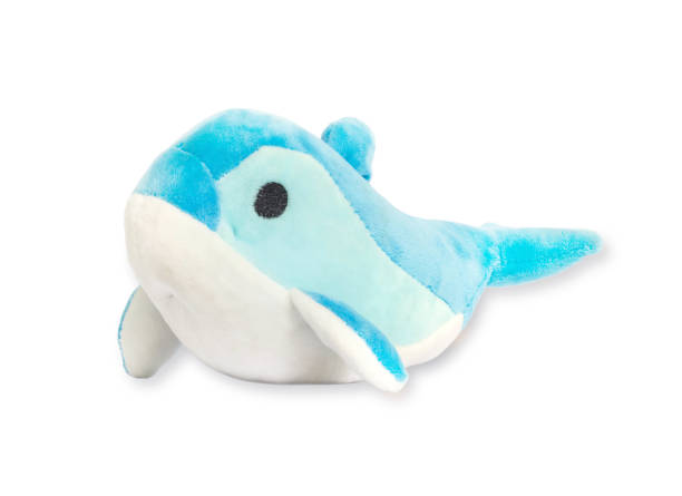 istock Closeup blue whale doll isolated on white background 915952492