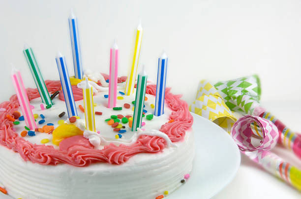 istock Birthday Cake and Party Blowers 91597159